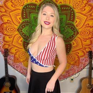 American Apparel Tops - American flag criss cross top XS/M American Apparel Tops - American flag criss cross top XS/M
